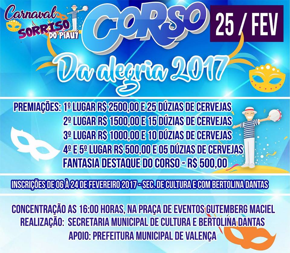 Corso da Alegria acontecerá dia 25 de fevereiro em Valença