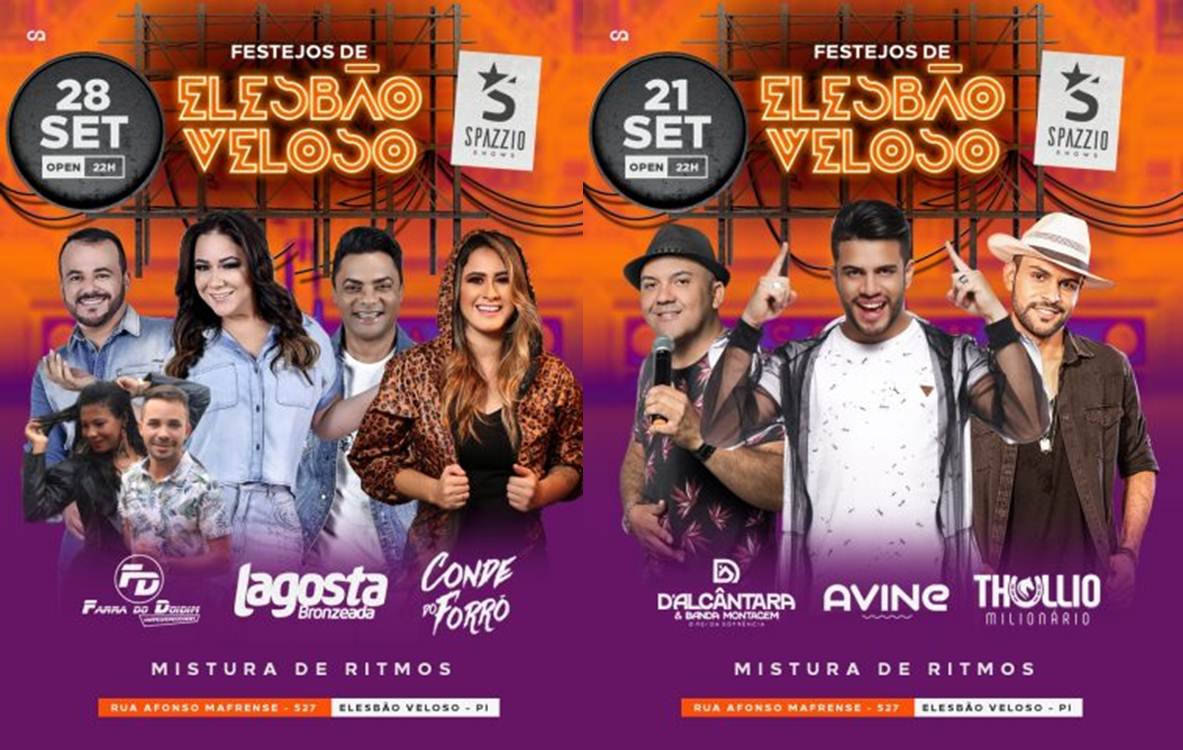 Spazzio Shows tem a melhor programação e atrações para os Festejos de Elesbão Veloso