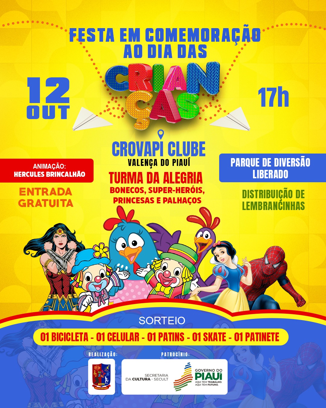 Associação Cultural e Esportiva Xamegao da 15 promoverá festas das crianças