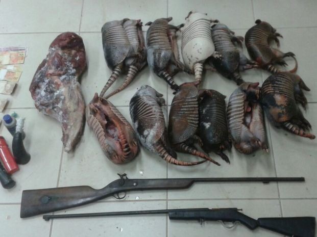 Operação flagra grupo de caçadores e apreende armas e animais mortos