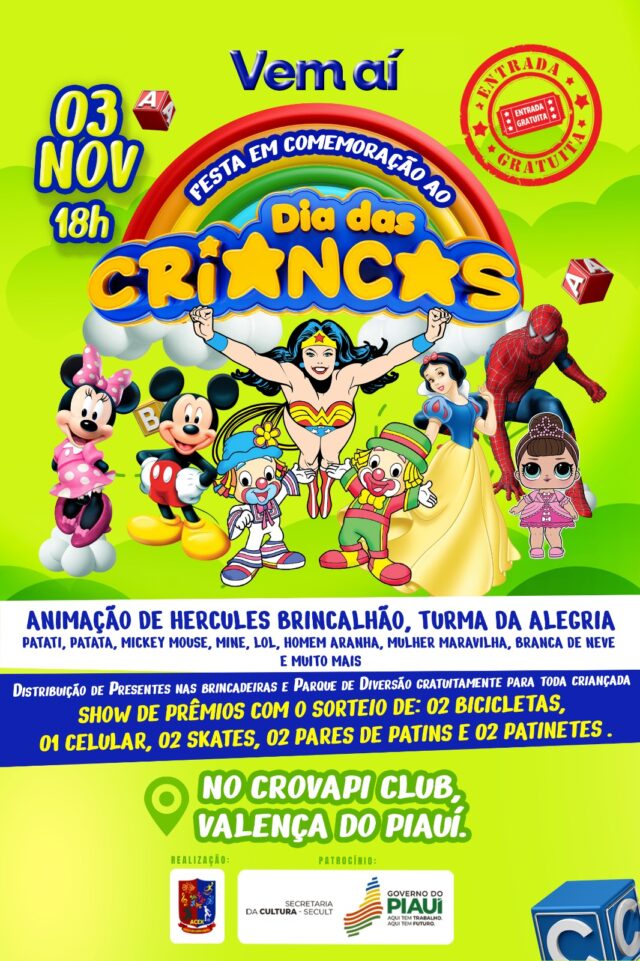 Dia 3 de novembro a ACEX realizará grande festa em homenagem ao dia das crianças em Valença